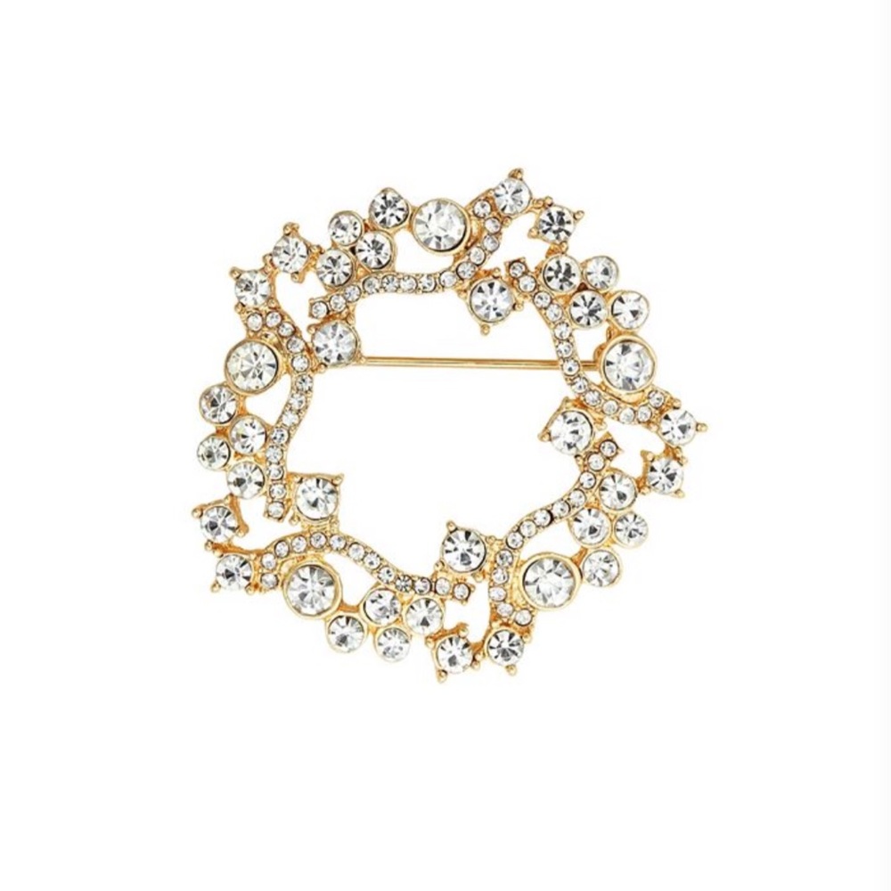 10. Dana Buchman Gold Simulated Crystal Wreath Pin NWT